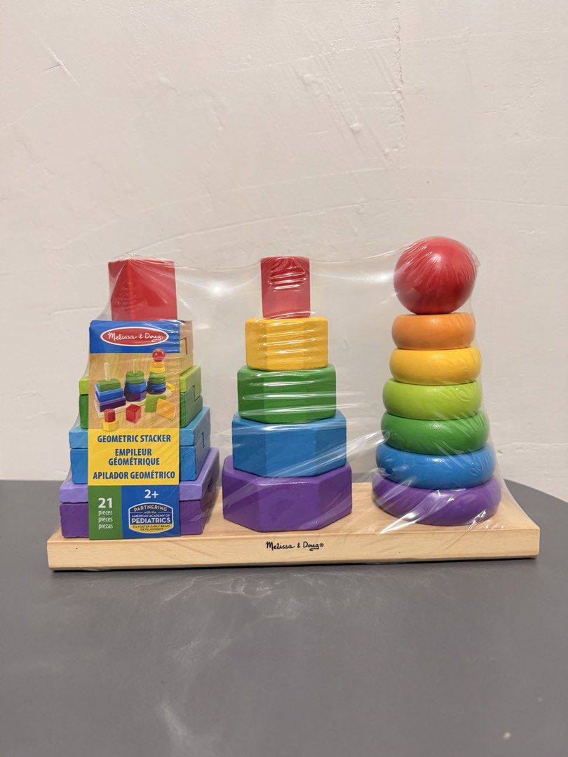 Melissa & Doug Geometric Stacker Toy (Category: Educational & Learning Toys) located in Pasig City. Submitted by kaiplays (Listing ID 1457480663, Image 1). Description: 📍 Pasig City 🚛 Grab, Lalamove, SCO ✔️ COD within Metro Manila (have own rider).