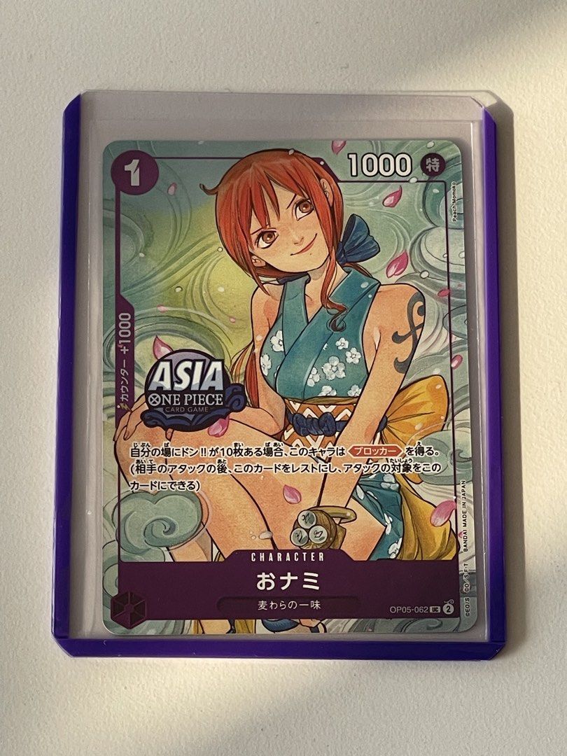 Nami (Category: Raw Cards) located in Singapore. Submitted by spendmoney92 (Listing ID 1457504643, Image 3). Description: WTS Asia Promo Nami, Mint Condition! .