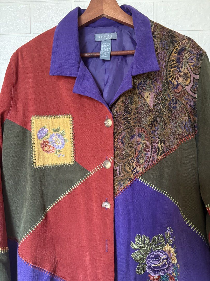 Patchwork Jacket (Category: Coats, Jackets and Outerwear) located in Batangas. Submitted by purple_and_orange (Listing ID 1457385707, Image 2). Description: With flaw -missing buttons, snag on sleeve (see last pic).