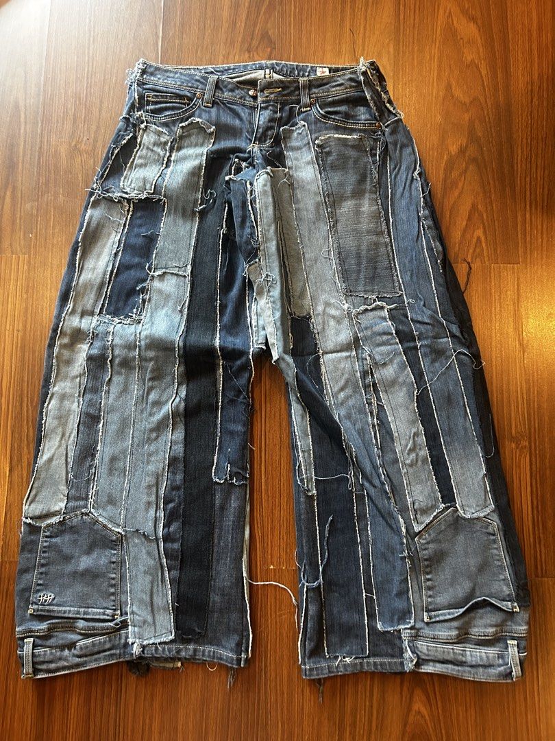 Patchwork Wide Leg Jeans (Category: Jeans) located in Manila. Submitted by bbstyle___ (Listing ID 1457375491, Image 1). Description: -Waist 28.