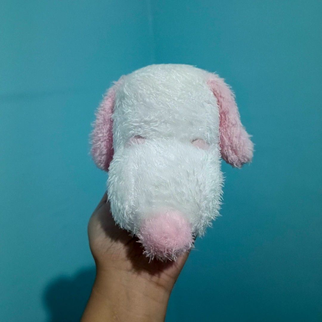 Pink Snoopy Peanuts plusj (Category: Plushies & Soft Toys) located in Baguio. Submitted by baileybails (Listing ID 1457464532, Image 3). Description: - Adorable white and pink dog plush toy - Features cute pink ears and spots - Made from 100% polyester - Brand: Peanuts UFS, Inc. SRG - Perfect for dog lovers, collectors, or as a thoughtful gift - Approximately 6 inches in height.