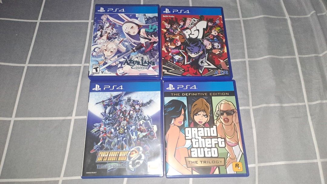 PS4 Games For Sale (Category: PlayStation) located in Quezon City. Submitted by shinnsuiko (Listing ID 1457387030, Image 1). Description: FOR SALE ONLY Azur Lane Crosswave - SOLD Persona 5 Tactica - 1000 Super Robot Wars OG The Moon Dwellers - 800 Grand Theft Auto Trilogy - SOLD Fixed Price Meet-up only: SM North / Trinoma / West Avenue / Delta / Fishermall Quezon Avenue.