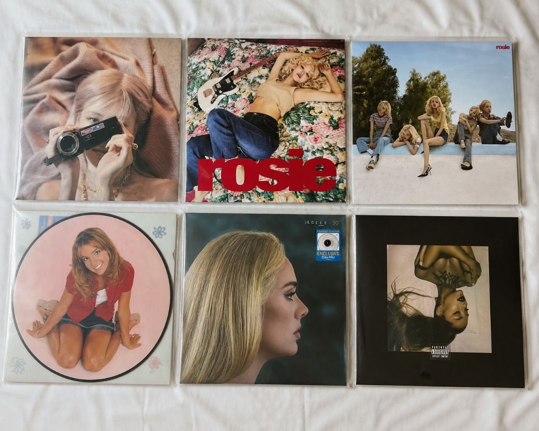 -R- vinyl - Rosie (Category: Vinyls) located in Caloocan City. Submitted by anntenorio21 (Listing ID 1457390268, Image 2). Description: - Collection of 6 vinyl records - Artists include Rosie, Adele, Ariana Grande, and Britney Spears - Some records are special picture discs - All records are kept in protective sleeves - Ideal for vinyl collectors - Please check photos for specific album details.