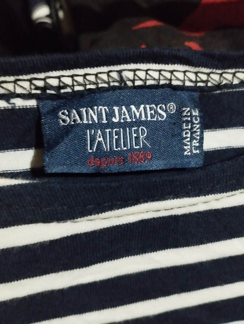 SAINT JAMES WOMENS PINSTRIPE LONG SLEEVES (Category: Longsleeves) located in Zamboanga. Submitted by 2ndhandscore (Listing ID 1457514599, Image 3). Description: WOMENS MEDIUM 18 INCHES WIDTH PIT TO PIT 24 INCHES LENGTH.