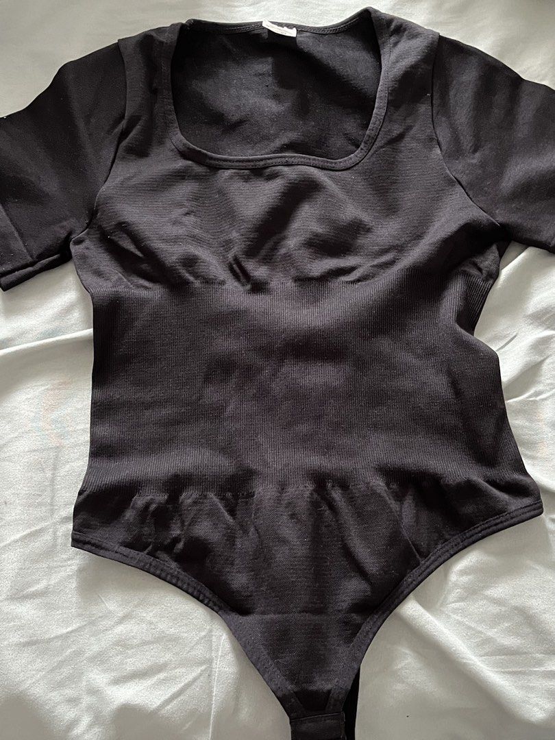 Square Neck Short Sleeve Ribbed Bodysuit (Category: Others Tops) located in Tagum. Submitted by aleriajaz (Listing ID 1457386304, Image 1). Description: - P120 each or take both for P200 - Hottie Diary - Size XS - S - Available in black and cream - Basic square neck bodysuit - Short sleeves - Ribbed texture - Body hugging - Snap closure at the bottom - Perfect for layering or wearing solo.