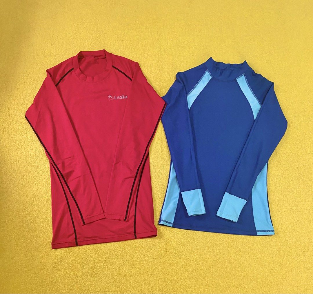 Take 2! Red and Navy Blue Rash Guard Rashguards (Category: Rash guard) located in Quezon City. Submitted by madame_royale (Listing ID 1457411120, Image 1). Description: Both are size Small Fits 34” chest Red is new. Blue is lightly used..