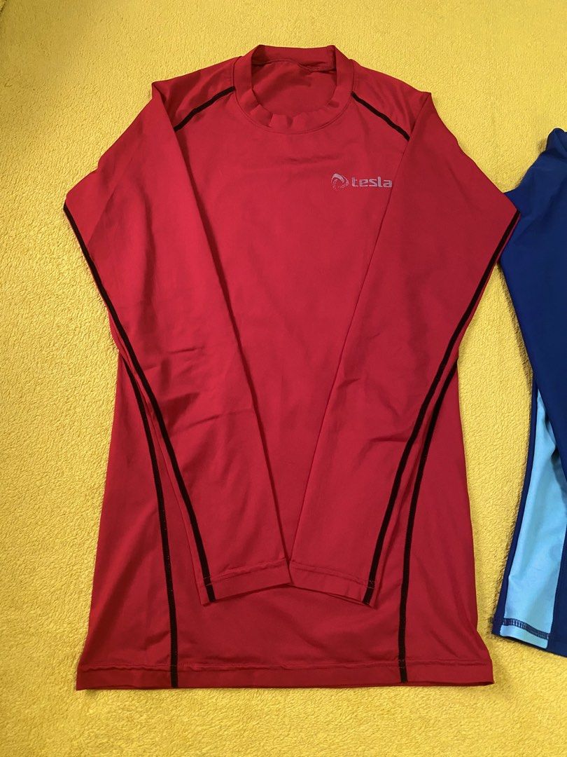 Take 2! Red and Navy Blue Rash Guard Rashguards (Category: Rash guard) located in Quezon City. Submitted by madame_royale (Listing ID 1457411120, Image 2). Description: Both are size Small Fits 34” chest Red is new. Blue is lightly used..