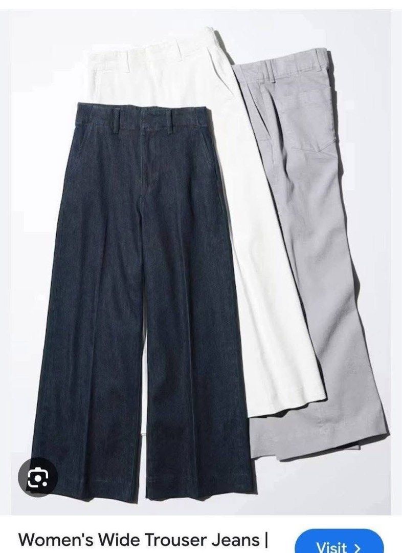 Uniqlo Jeans Flare Wide Gray Avail (Category: Jeans) located in Cabanatuan. Submitted by ldej20 (Listing ID 1457359393, Image 1). Description: size large on tag 29 inches so comfy used once during trip bought 1600 each take both with dscount.