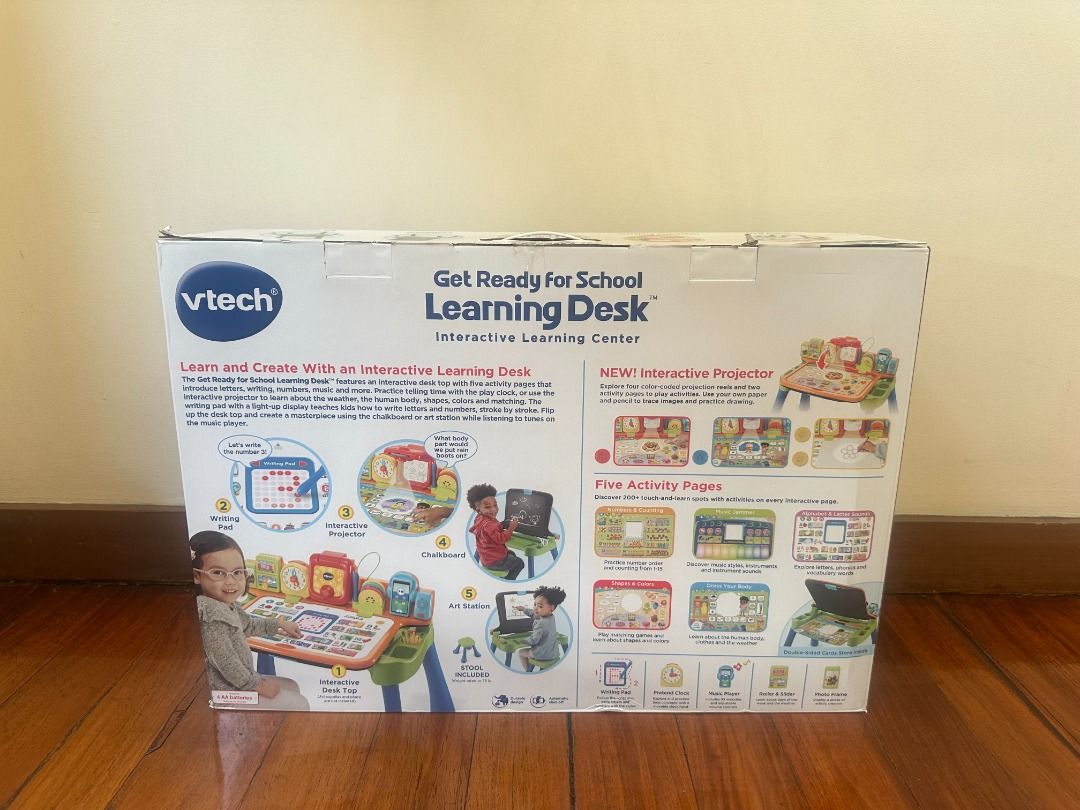 VTech Get Ready for School Learning Desk Interactive Learning Center (Category: Educational & Learning Toys) located in Makati City. Submitted by travelfinds34611 (Listing ID 1457407005, Image 2). Description: Brand New, Unopened Box - VTech 5-in-1 Interactive Learning Desk - Perfect for early learning and school readiness - Suitable for ages 2-5 years old - Teaches over 100 words, 24+ letters, and 30+ engaging activities - Comes with 8 pieces fo