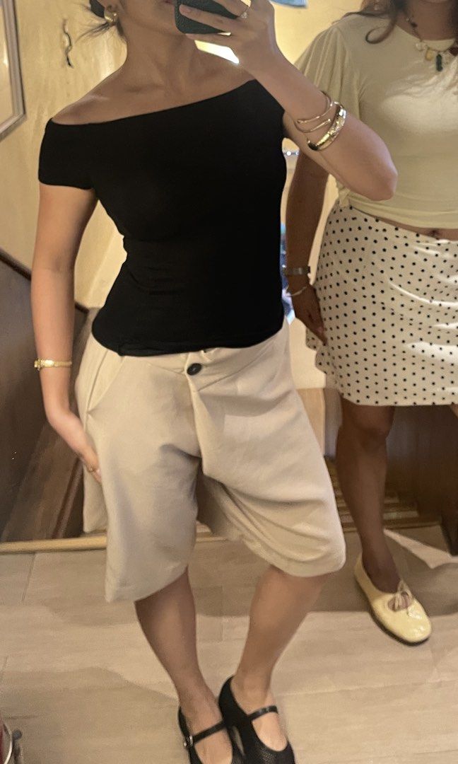 Zara Chic Beige Bermuda Shorts with Button Detail (Category: Other Bottoms) located in Binan City. Submitted by matchimarina (Listing ID 1457493382, Image 3). Description: - Bought last Jan for ₱2500+ - Size S - Super love this shorts I wish I got a smaller size. Wouldn’t really let this go if I purchased the right one 💔 - In really excellent condition 💕 There’s a few loose threads but not rly noticeable in person .