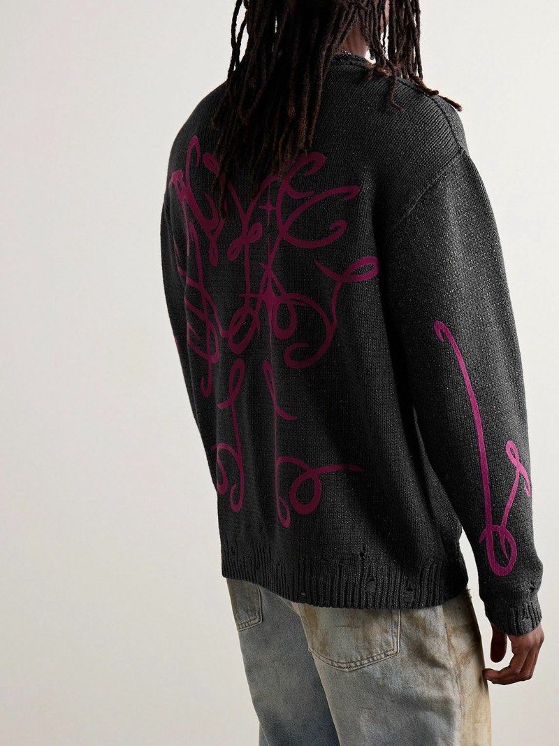 ACNE STUDIOS Kawaii Cyber Logo Distressed Sweater (Category: Luxury Apparel) located in Quezon City. Submitted by forgarments (Listing ID 1457615243, Image 2). Description: ACNE STUDIOS Kawaii Cyber Logo Distressed Sweater Excellent Condition - Has an Intentional Distressing Designs Size: Small Shoulder: 22.5 inches Chest width: 23.5 inches Sleeve: 25.5 inches Length: 28 inches Knitted from a substantial charcoal cotton-blend woven with metallic 
