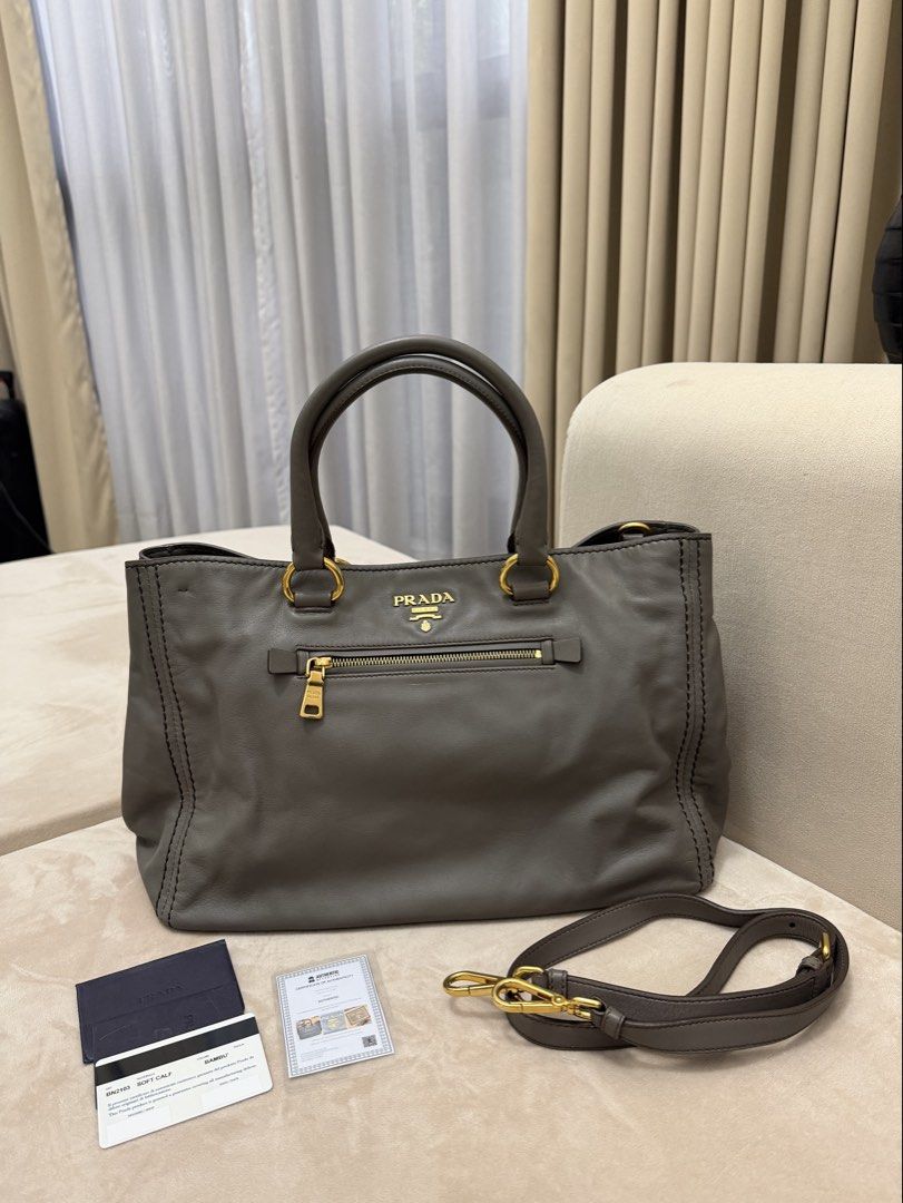 Authentic Prada Soft Calfskin Two-way Bag (Category: Luxury Bags & Wallets) located in Manila. Submitted by maria_2326 (Listing ID 1457624352, Image 1). Description: Prada Soft Calfskin Two-way Bag Guarantee Authentic Inclusions: Sling, Booklet and Prada Card, Certificate of Authentication Location: Manila/QC.