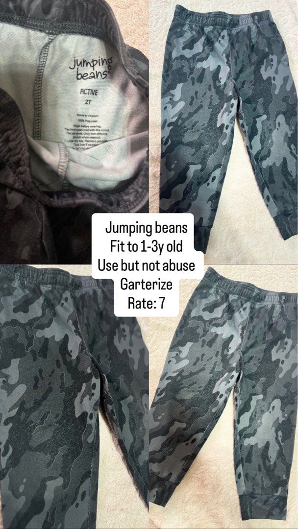 Baby boy pants (Category: Babies & Kids Fashion) located in Pasig City. Submitted by rachelle31 (Listing ID 1457518736, Image 1). Description: -DECLUTER -JUMPING BEANS -JOGGING PANT -GARTERIZE.