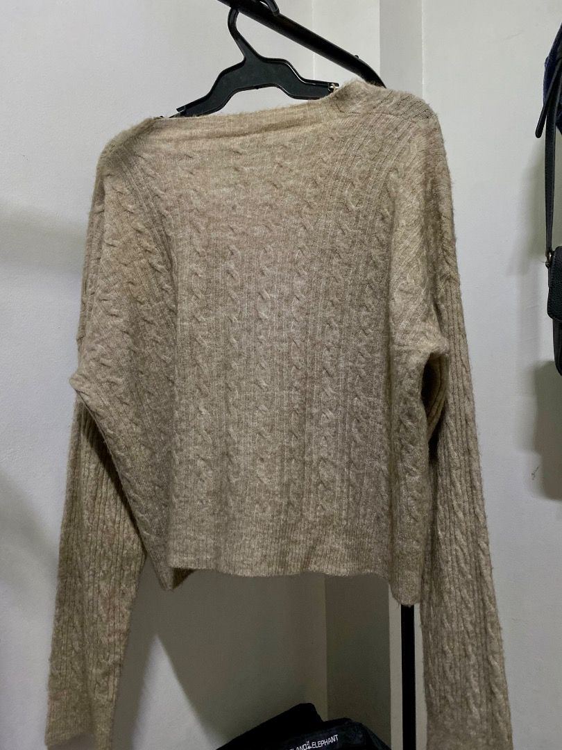 Brown Cable Knit Button Up Cardigan (Category: Coats, Jackets and Outerwear) located in Santa Rosa. Submitted by rockitlee (Listing ID 1457534771, Image 3). Description: - Cozy brown cardigan - Cable knit pattern - Gold button front closure - Long sleeves - Cropped length - Warm and comfortable for cooler weather - Ideal for layering over tops or dresses.