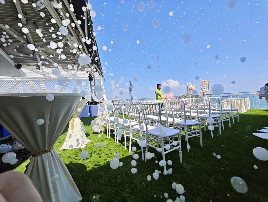 Bubbles + Smoke machine (Category: Interactive Toys) located in Singapore. Submitted by tys.services.sg (Listing ID 1401547021, Image 2). Description: Forget about the boring bubbles. We now have smoke + bubble machine for rent! Kids love them, poking at the bubbles and white smoke comes out. Wedding march in becomes stunning as translucent bubbles come alive with amazing LED lights. Rental price starts from $80 per day self collect and return wi