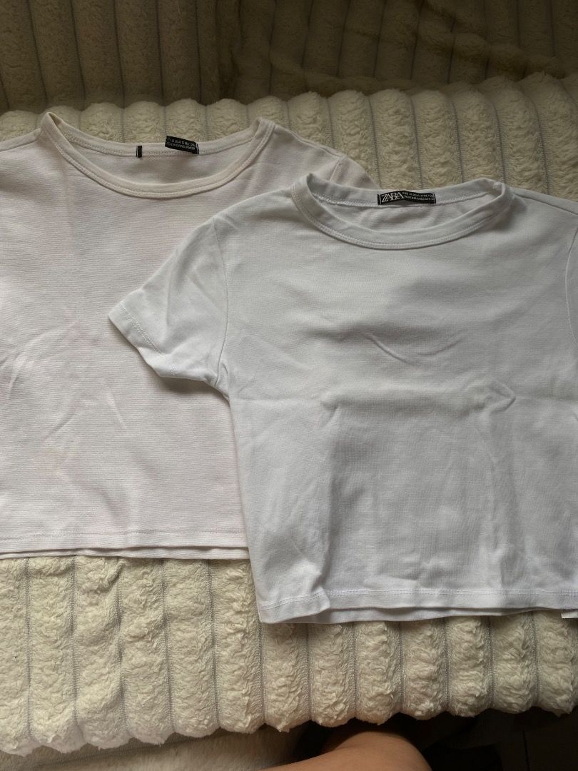 Bundle cropped basic plain tops (Category: Shirts) located in Santa Rosa. Submitted by rockitlee (Listing ID 1457539160, Image 1). Description: - Off-white and pure white .