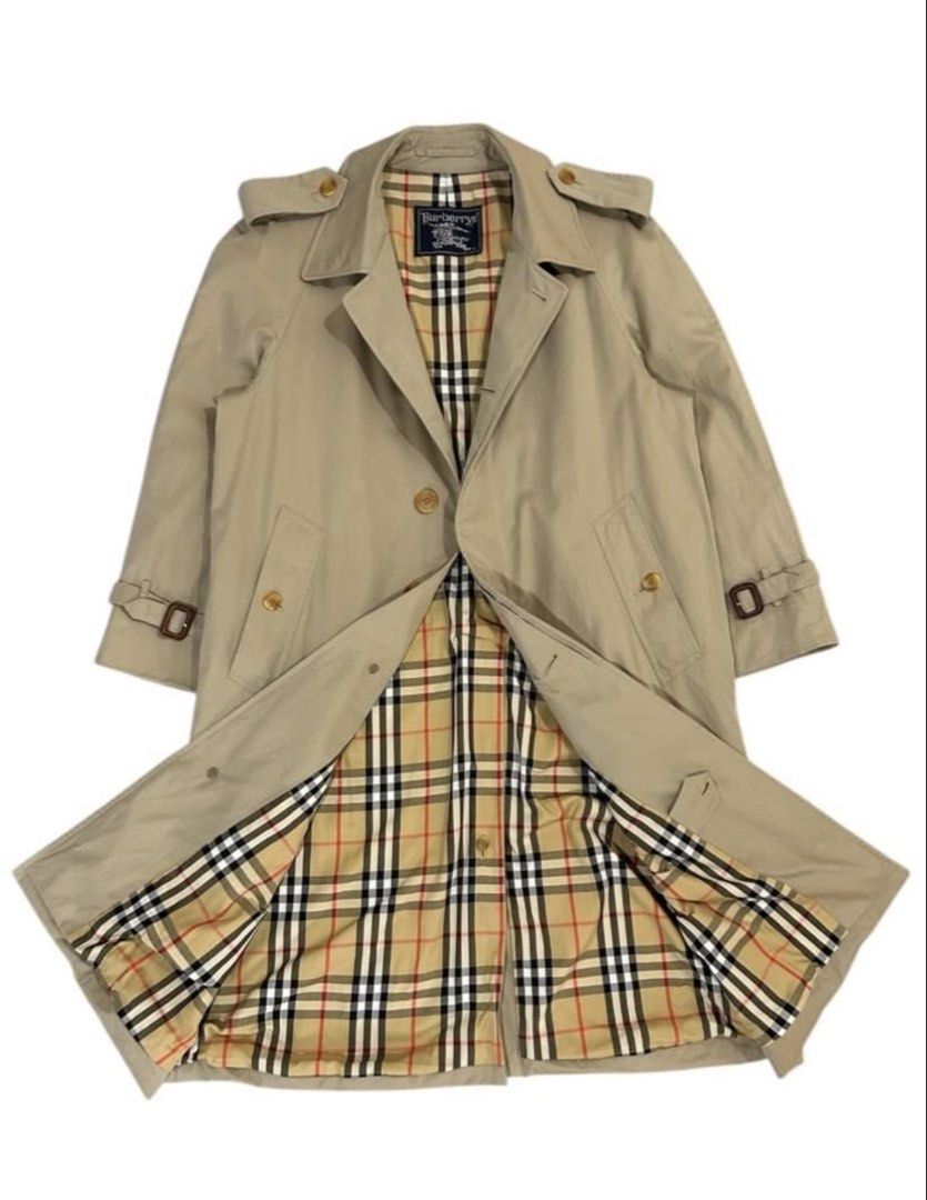 Burberry Balmacaan Trench Coat (Category: Coats, Jackets and Outerwear) located in Pateros City. Submitted by sleepyguy12 (Listing ID 1457593630, Image 2). Description: Authentic & vintage. Width: 21 inches Length: 40.5 inches Shoulder: 18 Sleeve: 20.