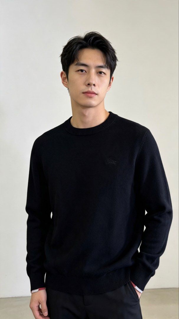 Burberry Black Crewneck Sweater (Category: Coats, Jackets and Outerwear) located in Paranaque City. Submitted by preluxeshop_ph (Listing ID 1457685445, Image 1). Description: Burberry Black Crewneck Sweater - Made in Scotland - Iconic embroidered Burberry Equestrian Knight logo on chest - Versatile for dressing up or down - Perfect for layering - Timeless wardrobe essential 🔥CHECK OUT MY PROFILE FOR 100+ OTHER HIGH-END CURATED STREETWEAR, COATS 