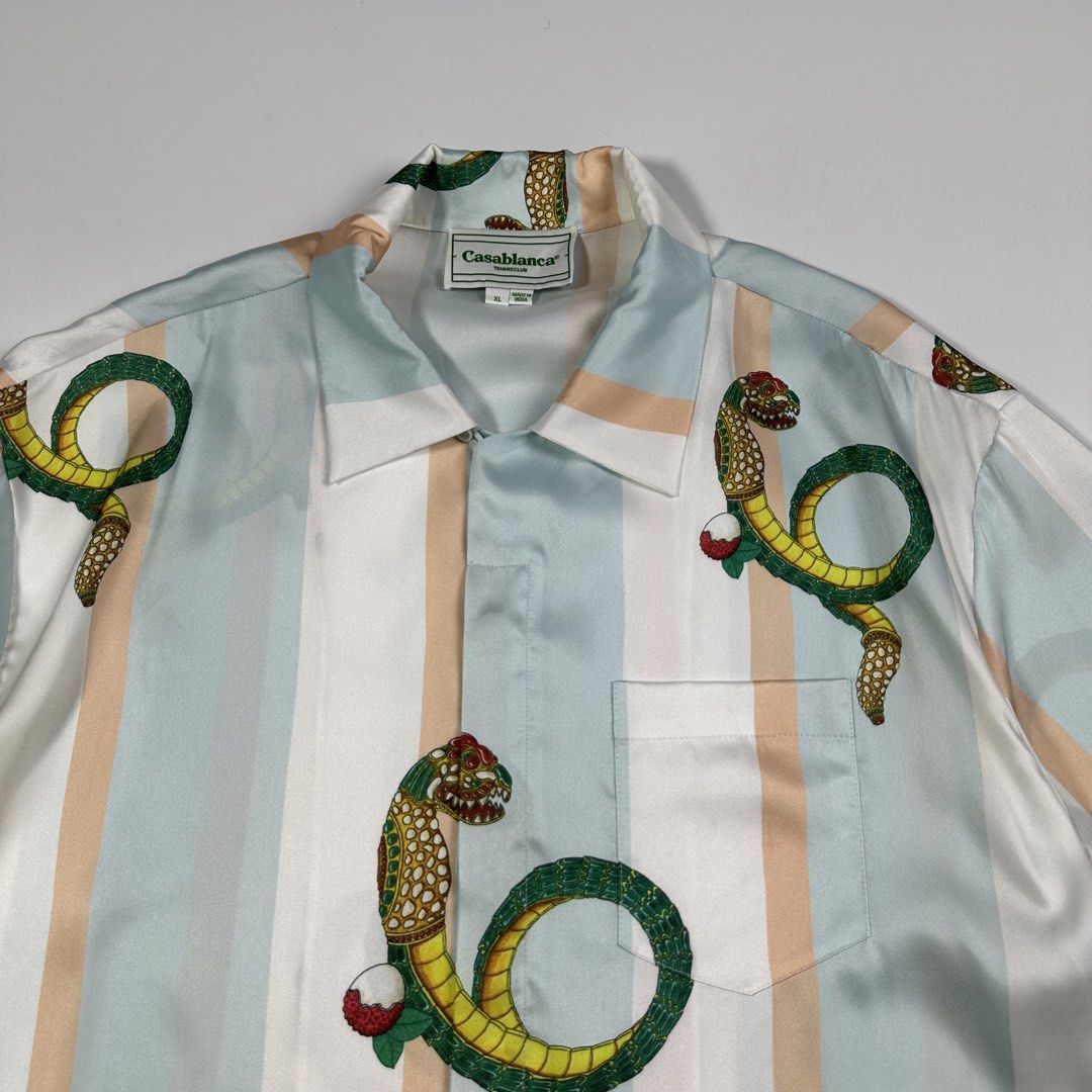 Casablanca SS20 Collection Silk Dragon Print (Category: Tshirts & Polo Shirts ) located in Villasis. Submitted by draefindss_ph (Listing ID 1457633761, Image 3). Description: Casablanca SS20 Collection Silk Dragon Print Cuban Colar Shirt Size: XL Measurement (inches) width: 25.5 length: 29 Condition: Goodasnew issue: None price: 4,500 + sf only.