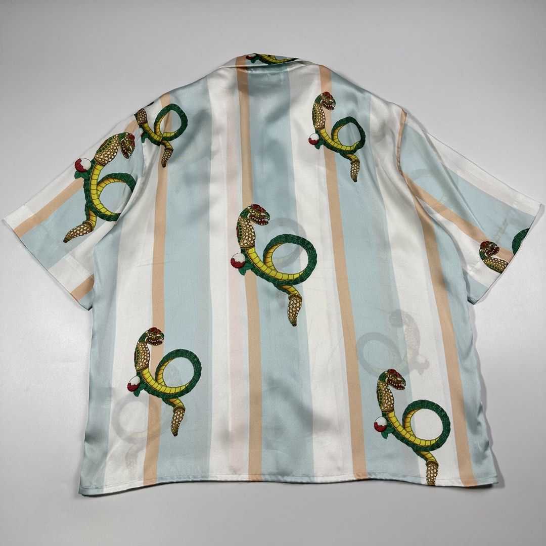 Casablanca SS20 Collection Silk Dragon Print (Category: Tshirts & Polo Shirts ) located in Villasis. Submitted by draefindss_ph (Listing ID 1457633761, Image 2). Description: Casablanca SS20 Collection Silk Dragon Print Cuban Colar Shirt Size: XL Measurement (inches) width: 25.5 length: 29 Condition: Goodasnew issue: None price: 4,500 + sf only.