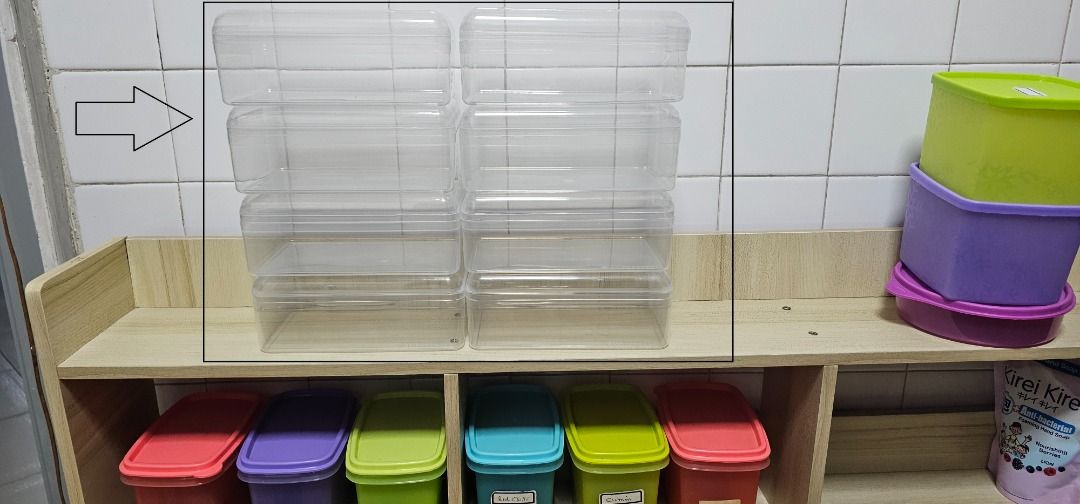 Clear Plastic Rectangular Storage Containers (Category: Storage Boxes & Baskets) located in Singapore. Submitted by crystal_1992 (Listing ID 1456831321, Image 3). Description: 2 Boxes for $1 - FRERRO Rocher Brand - Ideal for organizing small items: craft supplies, hardware, desk essentials - Approximate dimensions: 6 inches (L) x 3 inches (W).