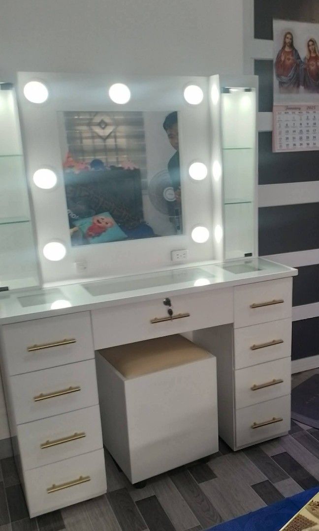 CURIO GLASS CABINET DISPLAY WITH PIN LIGHT (Category: Other Home Furniture) located in Mabalacat. Submitted by joemamangun01 (Listing ID 1457524081, Image 1). Description: ✨ VANITY DRESSER ✨ 📏 Size: 60x60 inches 🛠️ MADE TO ORDER 🚚 FREE DELIVERY! Perfect for your bedroom! 🏡✨ 📞 0953 395 0682 📩 Direct Message for orders & inquiries! Order yours now! 💕.