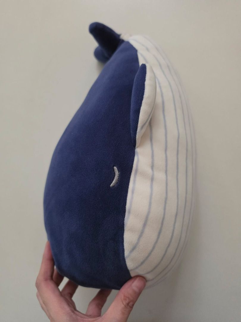 Cute Whale Stuffed plushie toy (Category: Plushies & Soft Toys) located in Manila. Submitted by gencomanila (Listing ID 1457589437, Image 1). Description: - Adorable whale stuffed plushie toy - Soft and huggable material - Features a cute blue and white striped design - Perfect for kids and as room decor - Makes a great gift idea.