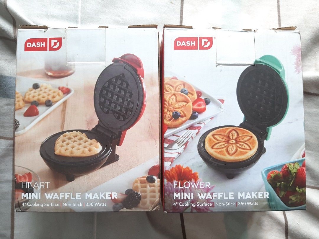 Dash Mini Waffle Maker 110V Brand New Old Stock (Category: Other Kitchen Appliances) located in Manila. Submitted by akikooya (Listing ID 1457639683, Image 1). Description: PAUNAHAN NA! DASH MINI WAFFLE MAKER BUNDLE ₱2300 Take all 2pcs na to! *DASH HEART + DASH FLOWER Mini Waffle Maker* *Condition:* Brand new in box. Hindi nagamit. *Disclaimer:* Box lang ang may sign of aging kasi old stock. Item 100% new. *Voltage:* 110V US - so need mo bumili n