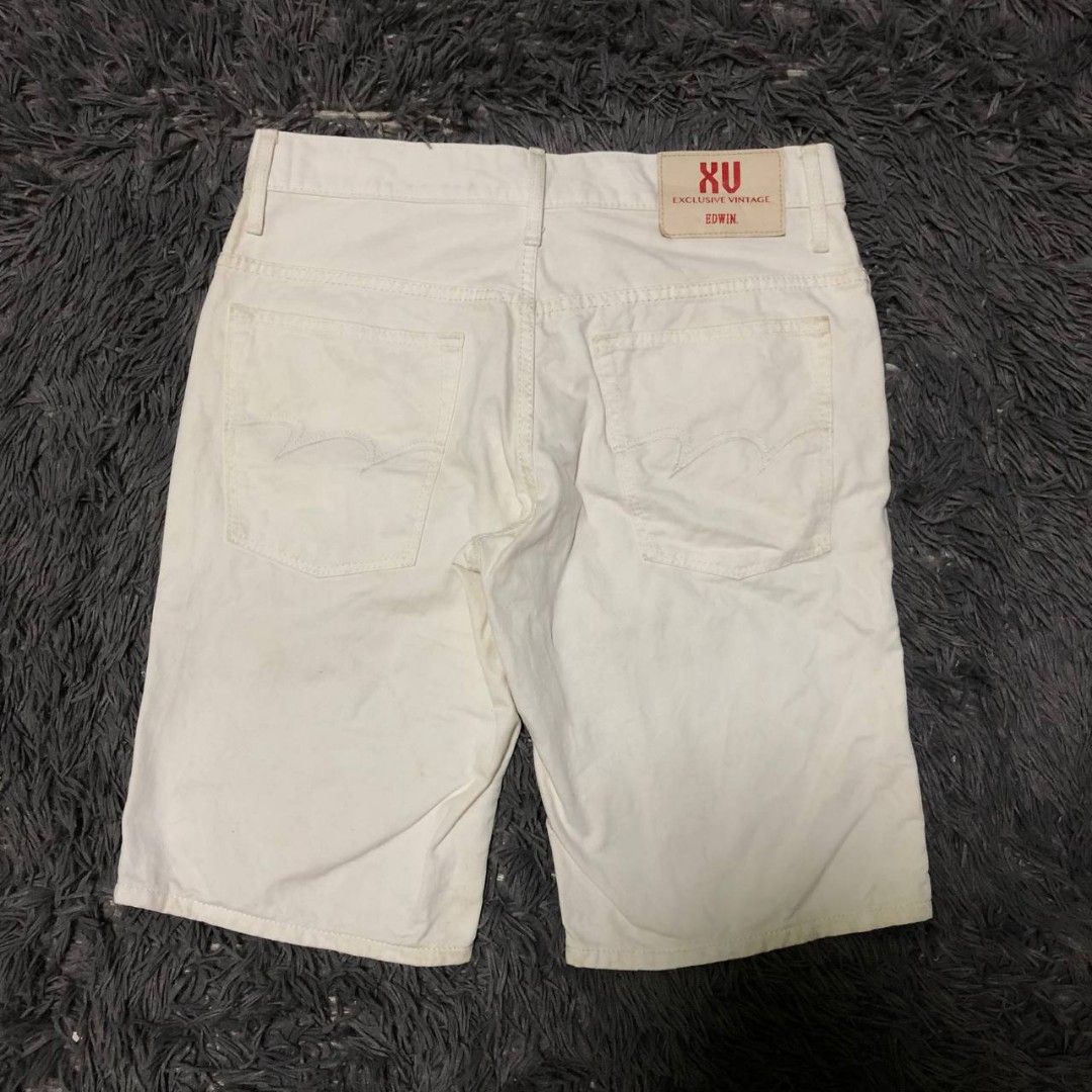 Edwin Jorts (Category: Shorts) located in Camiling. Submitted by thriftscape2024 (Listing ID 1457675110, Image 1). Description: Excellent Condition Color rate: 9/10 Issue: need wash, mini hole W: 32 L: 22 Thigh: 13 Leg Opening: 10.