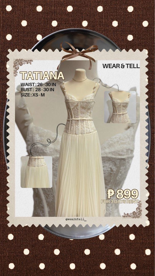 FOR RENT CREAM LONG DRESS (Category: Dresses) located in Manila. Submitted by shekainahely (Listing ID 1457635283, Image 2). Description: FOR RENT ₱899 (3days) CREAM MINI DRESS FROM VIETNAM size: XS - MEDIUM Loc: STA. CRUZ MANILA, & LANCASTER GENERAL TRIAS, CAVITE send us a message for inquiries 💌 AYGEE: WEARNTELL_.
