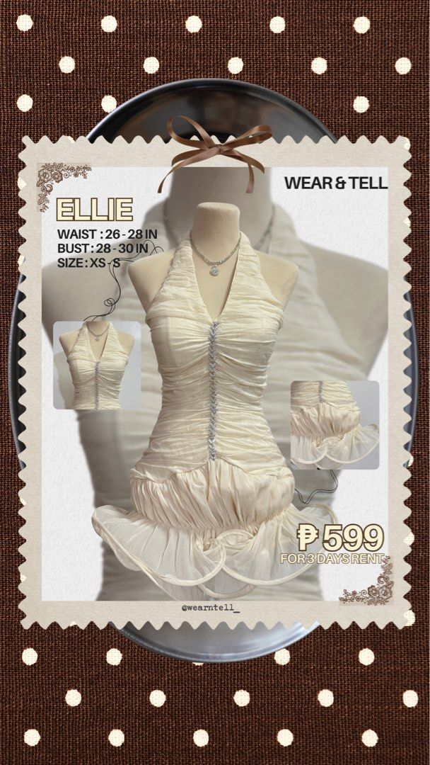 FOR RENT CREAM MINI DRESS (Category: Dresses) located in Manila. Submitted by shekainahely (Listing ID 1457634886, Image 2). Description: FOR RENT ₱599 (3days) CREAM MINI DRESS FROM VIETNAM size: XS-SMALL Loc: STA. CRUZ MANILA, & LANCASTER GENERAL TRIAS, CAVITE send us a message for inquiries 💌 AYGEE: WEARNTELL_.