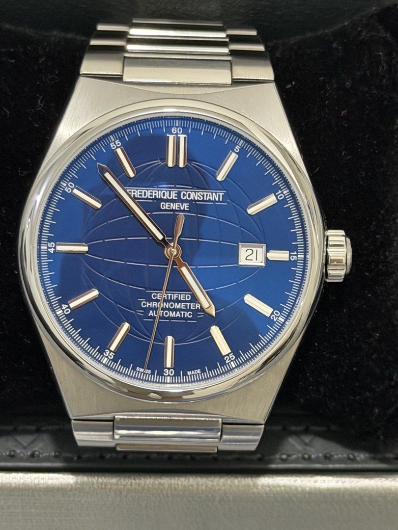 Frederique Constant Highlife Certified Chronometer Automatic (Category: Luxury Watches) located in Manila. Submitted by archie.archie16 (Listing ID 1457626516, Image 2). Description: 41mm, no scratch, no dent and purchased last January 2026 only. Complete set with extra blue rubber bracelet. Photos were zoom for greater visibility on watch condition. Original price is 162K as shown in last photo. Selling for only 78K for a 7 months seldom used wa