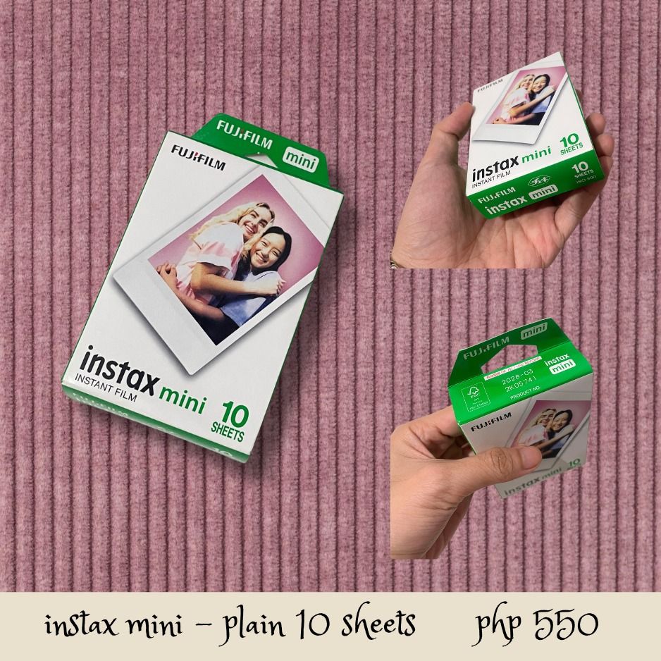 Fujifilm Instax Mini Film 10 Sheets pack (Category: Cameras) located in Mandaluyong City. Submitted by arow.ali (Listing ID 1457576401, Image 1). Description: 𓏲 ๋࣭ ࣪ ˖ Fujifilm Instax Mini Film 10 Sheets pack Price: ₱550 Model: Fujifilm Instax Mini Condition: New .ᐟ 📍 location: mandaluyong city mode of payment: gcash, maya, maribank mode of delivery: j&t, sdd lalamove.