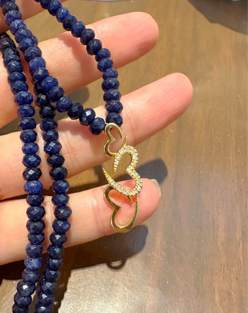 Heart diamond and lapis lazuli necklace (Category: Bracelets) located in San Juan City. Submitted by fabbagger62976 (Listing ID 1457542416, Image 2). Description: 14k all natural diamonds triple heart and lapis lazuli necklace rg 925 lock -fixed price!.