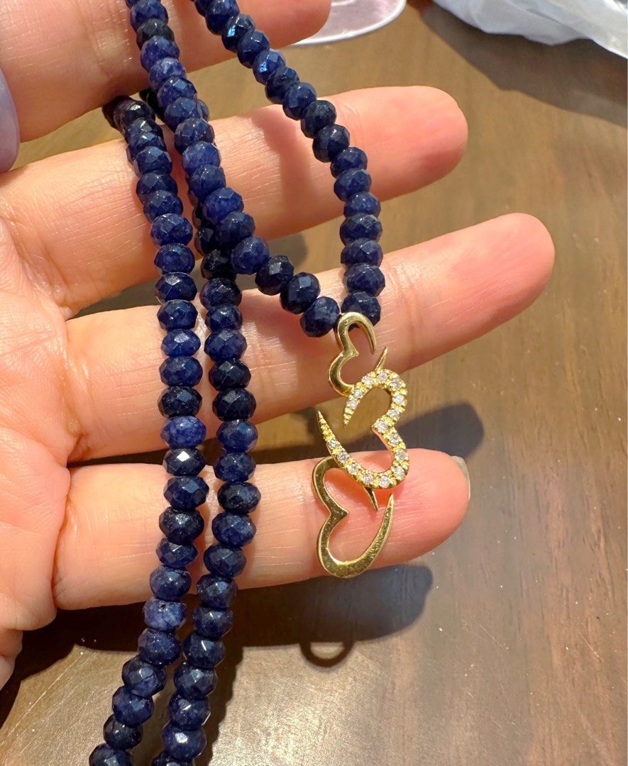 Heart diamond and lapis lazuli necklace (Category: Bracelets) located in San Juan City. Submitted by fabbagger62976 (Listing ID 1457542416, Image 3). Description: 14k all natural diamonds triple heart and lapis lazuli necklace rg 925 lock -fixed price!.