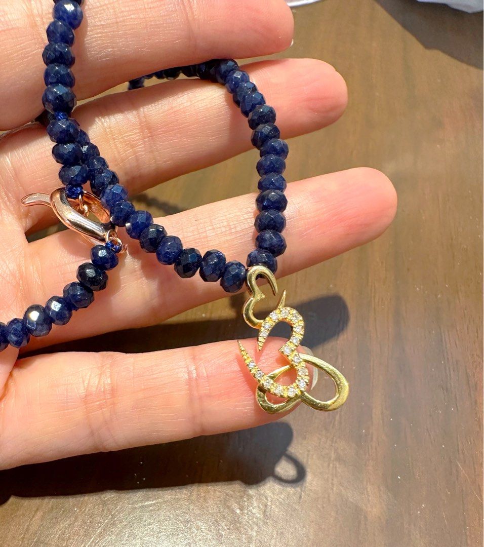 Heart diamond and lapis lazuli necklace (Category: Bracelets) located in San Juan City. Submitted by fabbagger62976 (Listing ID 1457542416, Image 1). Description: 14k all natural diamonds triple heart and lapis lazuli necklace rg 925 lock -fixed price!.