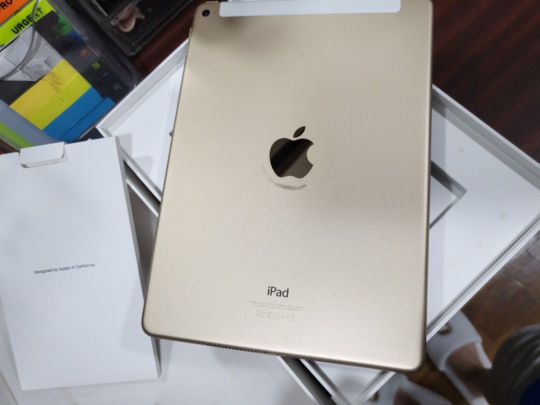 Ipad Air 2 (2nd Gen) 128GB Wifi + Cellular (Category: iPad) located in Makati City. Submitted by caa888 (Listing ID 1457602907, Image 2). Description: - iPad Air 2 (2nd Gen) - 128GB Storage - 9.7" - Wi-Fi + Cellular Model - Color: Rose Gold - Includes original box and charger wire (NO ADAPTOR).