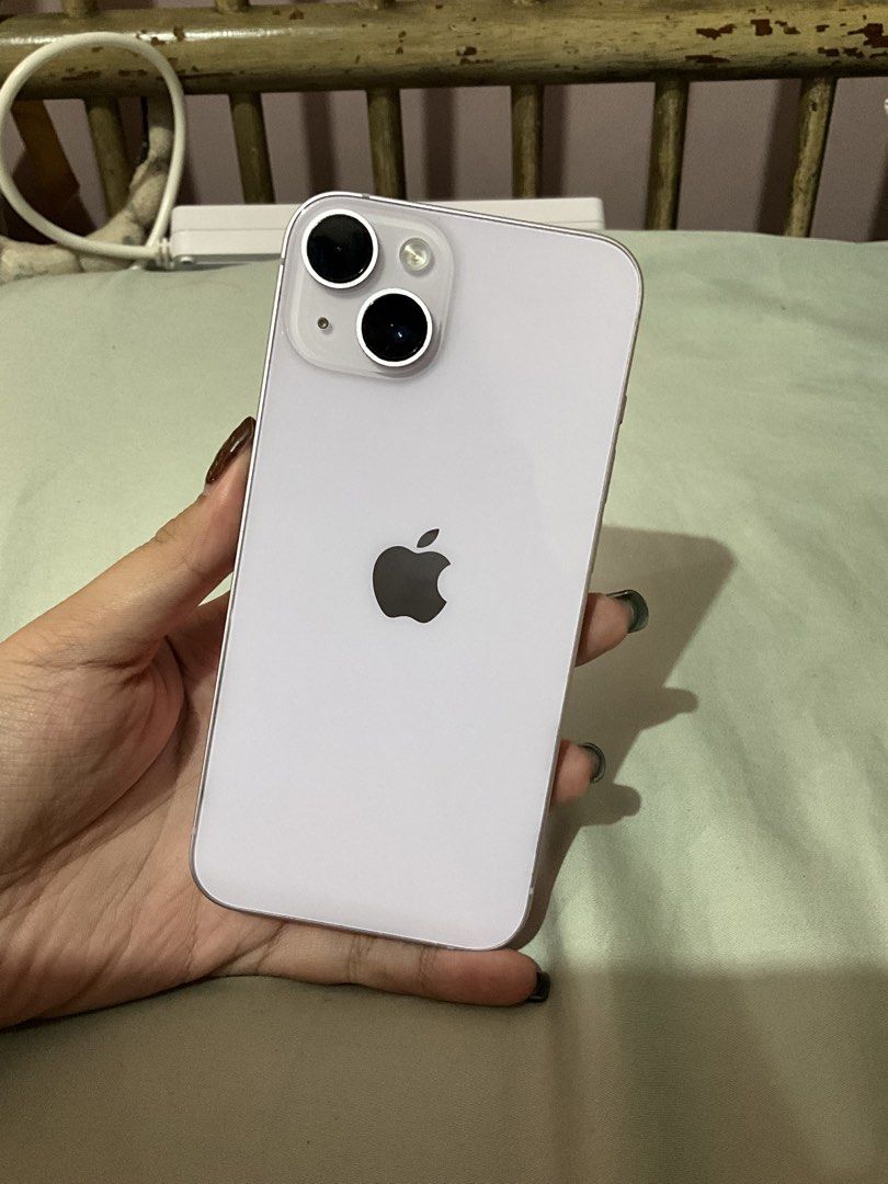 IPhone 14 Purple 256 GB (Category: iPhone 14 Series) located in Marikina City. Submitted by talugh (Listing ID 1457634288, Image 2). Description: - no issues - bought last 2023 sealed brand new - still have box - lady owned, no dents - not factory locked - never been repaired / opened - battery health low, might want to replace that its 72% :) - slightly nego Rush, would want to buy an upgrate already.