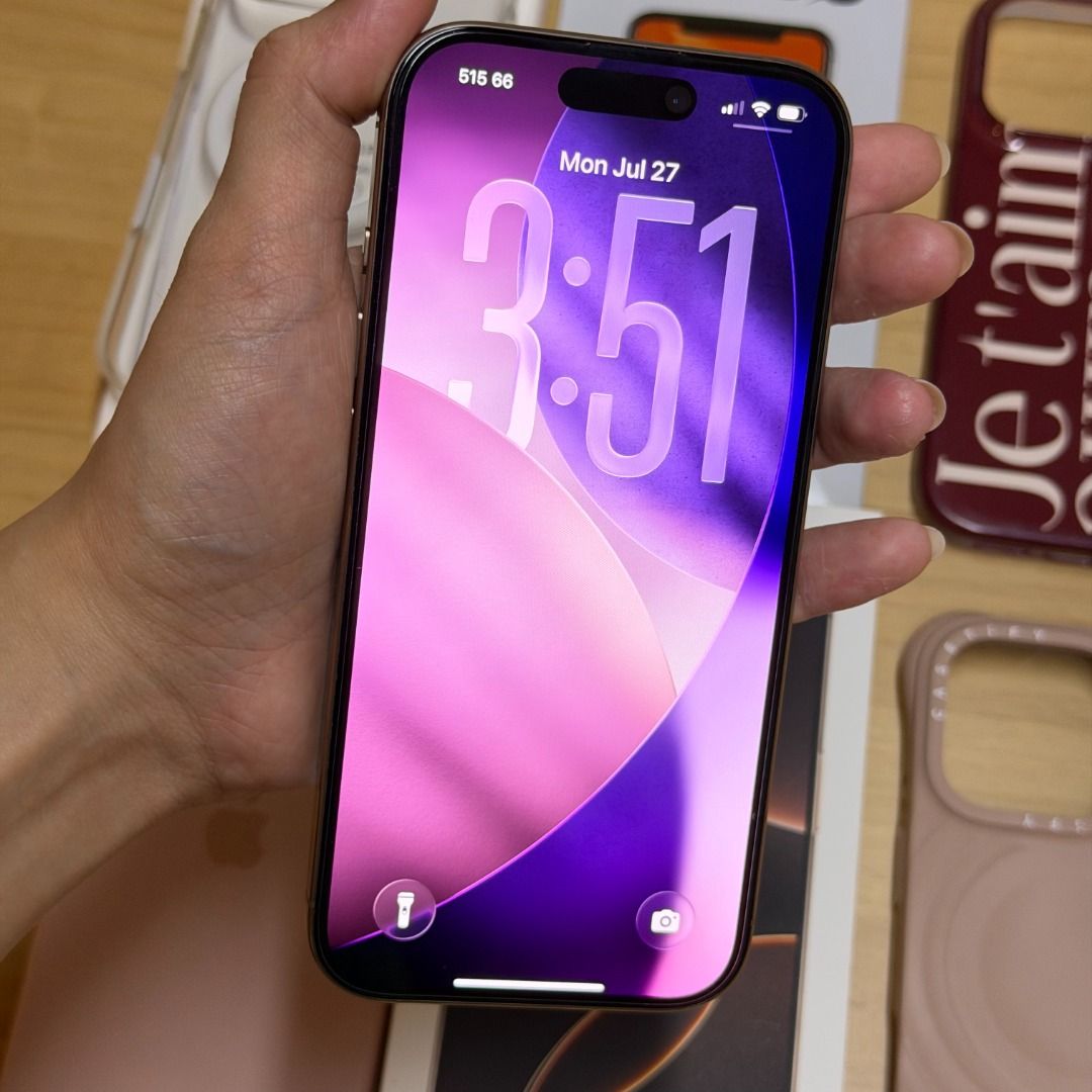 IPhone 16 Pro 512gb Openline Desert Titanium (Category: iPhone 16 Series) located in Mandaluyong City. Submitted by jldlnd (Listing ID 1457671477, Image 3). Description: Iphone 16 Pro 512 gb - Openline - 92% battery life - With tempered glass since day 1 - No issues. No dents and never opened. - Complete box and charger with receipt - With original case and extra tempered glass ❗️Lowballers will not be entertained❗️ .