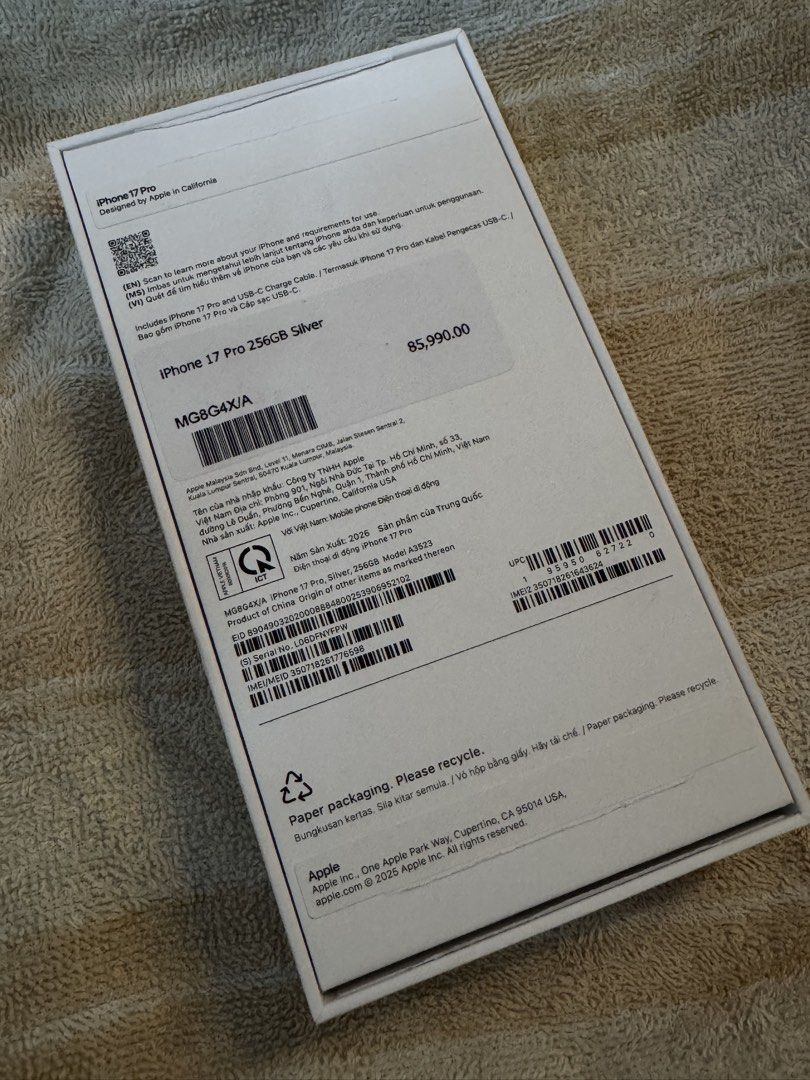 Iphone 17 Pro (Category: iPhone 17 Series) located in Laoag. Submitted by jaja_icalla (Listing ID 1457529166, Image 2). Description: iPhone 17 Pro - Silver, 256GB - Brand New (opened for checking only) - Complete with Powermac Center receipt/ warranty FREE Clear Case Sealed box freshness, no scratches, no defects, just verified working condition before handing over to you! ~ DM/comment to reserve.