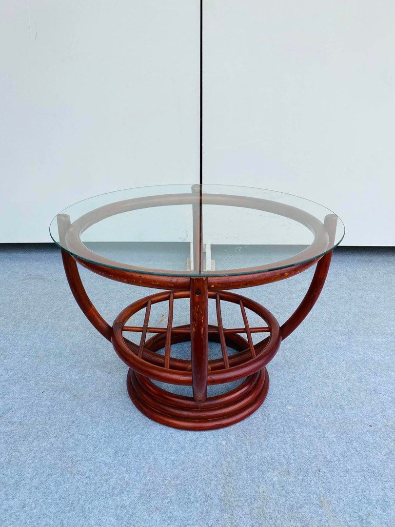 “JAPAN SURPLUS” ROUND RATTAN COFFEE TABLE (Category: Tables & Sets) located in Bulacan. Submitted by monmon555 (Listing ID 1457605861, Image 2). Description: “JAPAN SURPLUS” ROUND RATTAN COFFEE TABLE SIZE: 26D” x 19H” inches (AS-IS ITEM) IN GOOD CONDITION.