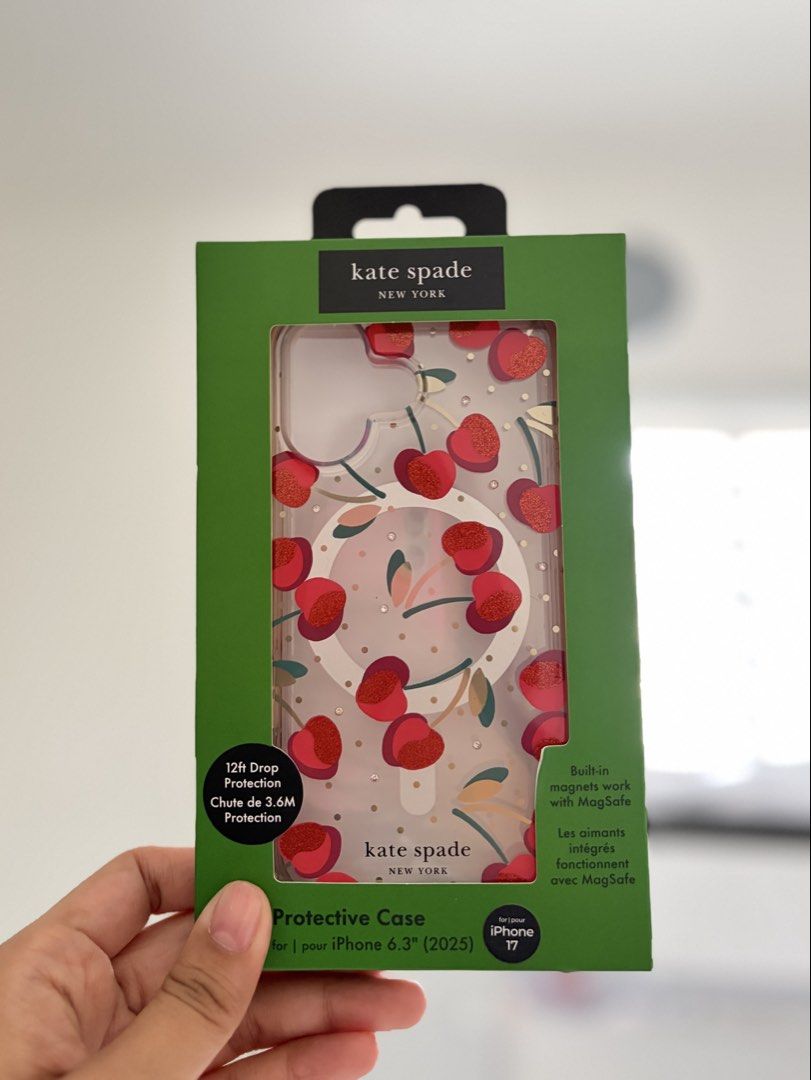 Kate Spade Protective Hardshell fruit case for iphone 17 base (Category: Cases & Sleeves) located in Manila. Submitted by devlisha (Listing ID 1457580623, Image 1). Description: ***decluttering*** -bought last june 15 only -few hairline scratches -comes with its original box .