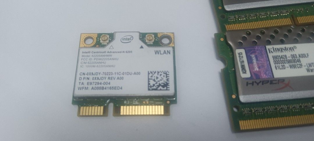 Kingston HyperX LAPTOP DDR3 RAM Kit & Intel WiFi Card (Category: Computer Parts) located in Quezon City. Submitted by deleonjohnjordan-16204 (Listing ID 1457601322, Image 3). Description: - Kingston HyperX DDR3 RAM Kit (2x8GB) - Total 16GB - Intel Centrino Advanced-N 6205 WLAN Card - Pulled from a working laptop - Perfect for laptop upgrades! Swap SSD mo MONTALBAN or SJDM area.