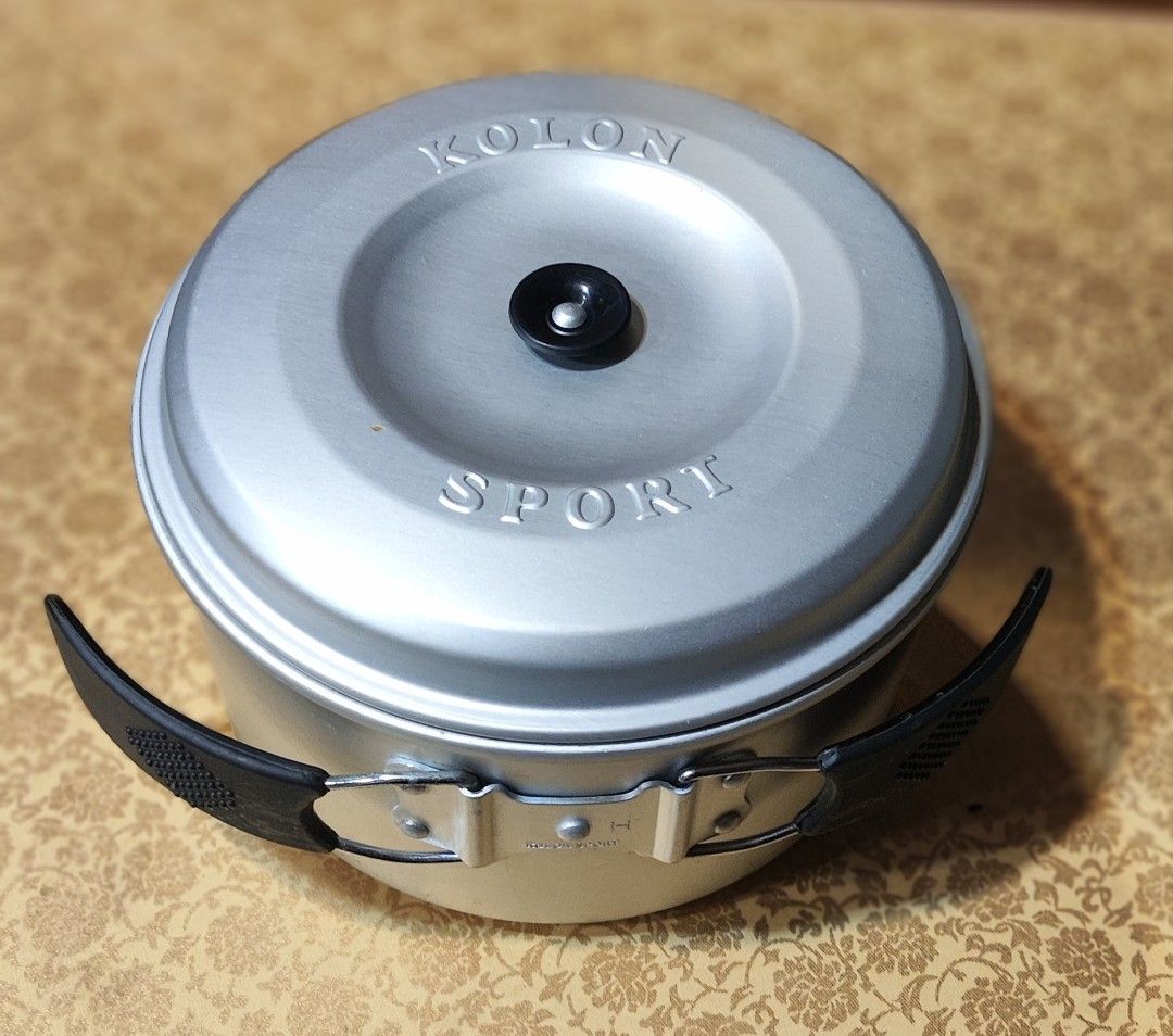 Kolon Sport nested aluminum camping mess kit (Category: Hiking & Camping) located in Manila. Submitted by thrifts_style (Listing ID 1457682525, Image 2). Description: Kolon Sport nested aluminum camping mess kit.