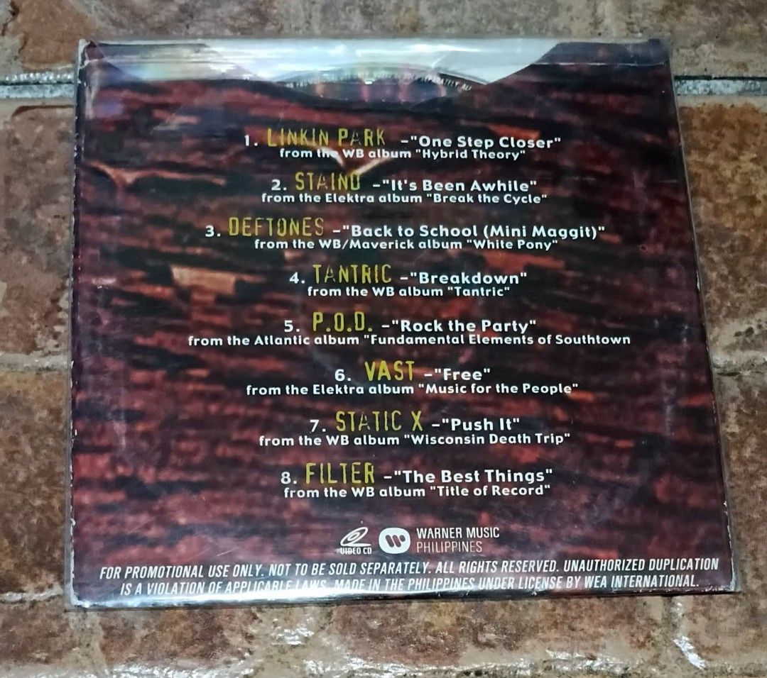 Louder CD Compilation - Linkin Park, Deftones, Staind, Tantric (Category: CDs & DVDs) located in Quezon City. Submitted by dancatz (Listing ID 1457620798, Image 3). Description: □ P 350.00 - Compilation CD: 'Louder' - Featuring: Linkin Park, Deftones, Staind, Tantric, P.O.D., VAST, Static X, Filter - Hit Songs: 'One Step Closer', 'Back to School', 'It's Been Awhile' - Released by: Warner Music Philippines - Type: Promotional Copy - digipak case L