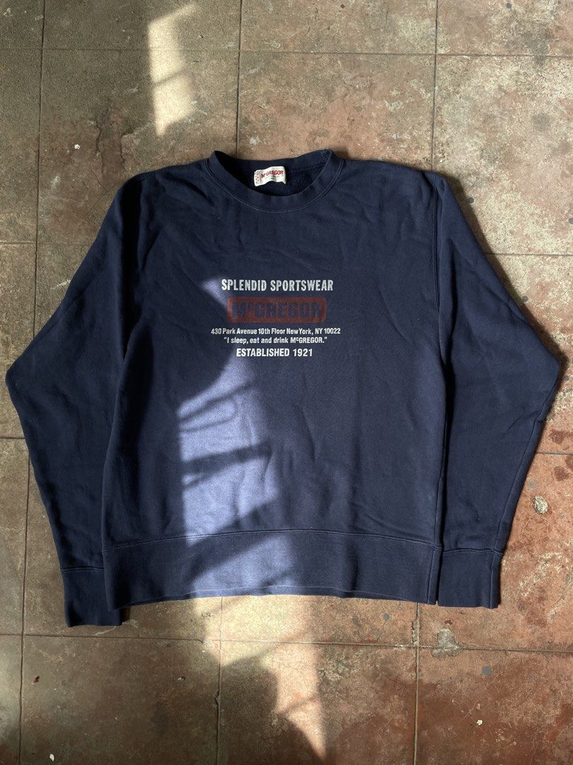 McGregor Splendid Sportswear Sweatshirt - Established 1921 (Category: Coats, Jackets and Outerwear) located in Naga. Submitted by curatedslips (Listing ID 1457530553, Image 1). Description: Vintage 90’s McGregor Sweater 📏 Measurements: 22” W × 26” L 📝 Condition: Good vintage condition ⚠️ Issue: normal signs of vintage wear.