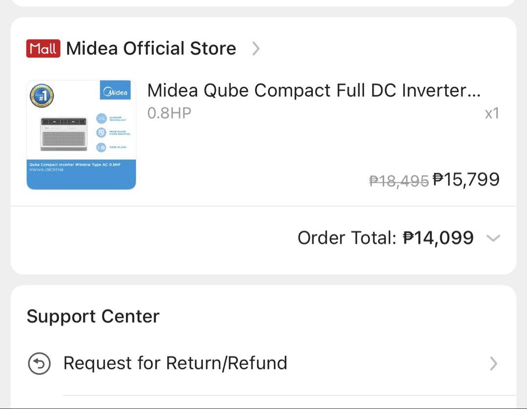 Midea 0.8 HP Inverter Aircon Window Type Qube DC (Category: Other Home Appliances) located in Taguig. Submitted by yanovels (Listing ID 1457635216, Image 2). Description: FIXED PRICE Only needs cleaning - used for 1 year, no flaws - rfs: masyadong malaki sa butas ng wall - pick up at your own expense (loc: Pembo, Taguig - near sm aura/hotel 101).