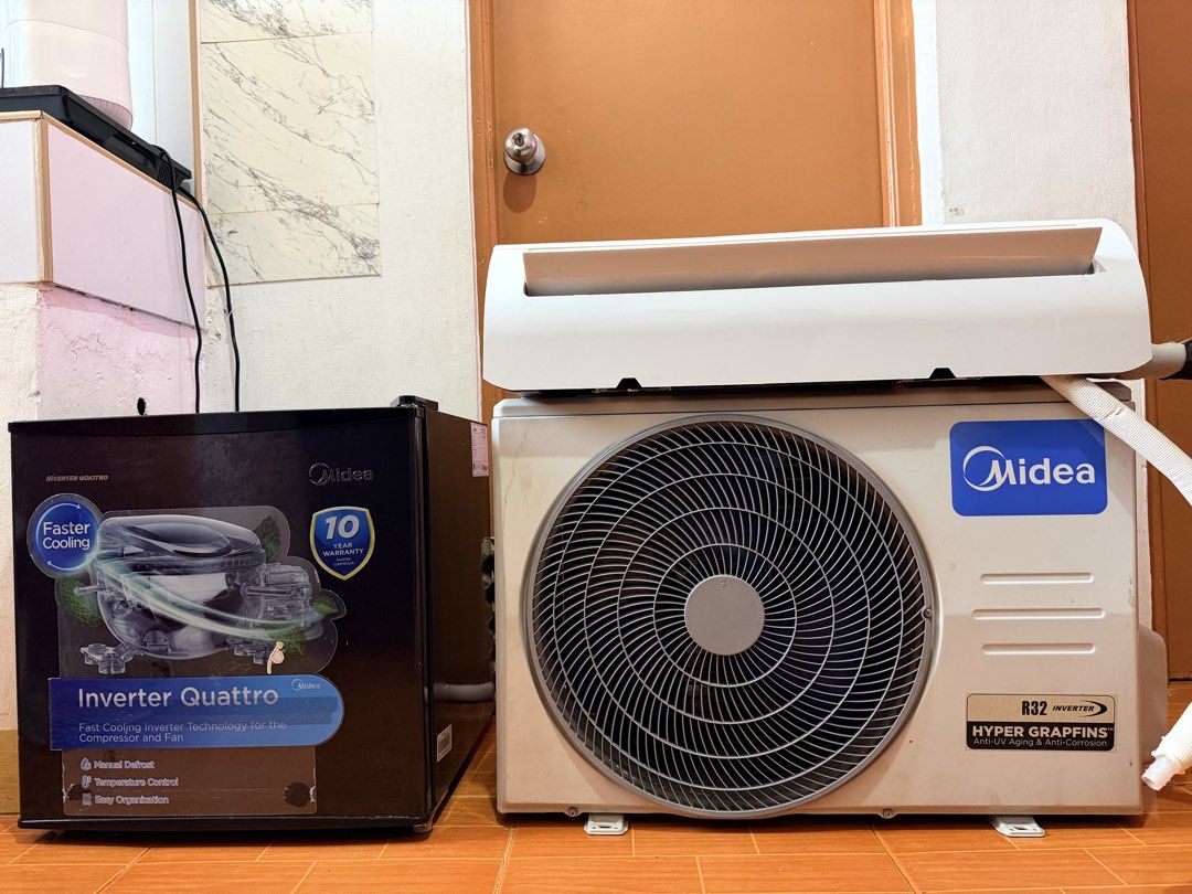 MIDEA AC AND REF BUNDLE (Category: Food Organization & Storage) located in Manila. Submitted by yangyang_11 (Listing ID 1457674111, Image 1). Description: ❄️ FOR SALE — MIDEA AIRCON + MIDEA PERSONAL REFRIGERATOR BUNDLE ❄️ Selling these two Midea appliances as a bundle — perfect for anyone looking for reliable appliances for a bedroom, condo, apartment, or small space. ❄️ MIDEA CELEST 1HP SPLIT TYPE AIRCON • Full DC Inverter • Only 1 year used • I