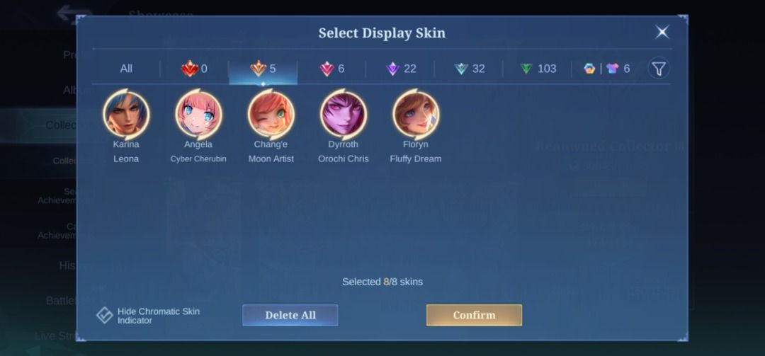 Mlbb acc (Category: Game Gift Cards & Accounts) located in Singapore. Submitted by arrxn (Listing ID 1457595366, Image 2). Description: Dyrotth kof Gusion collector Edith collector Angela aspirant change hello kitty skin Many luckybox skin Rare emotes Nice recall effects Selling really cheap .