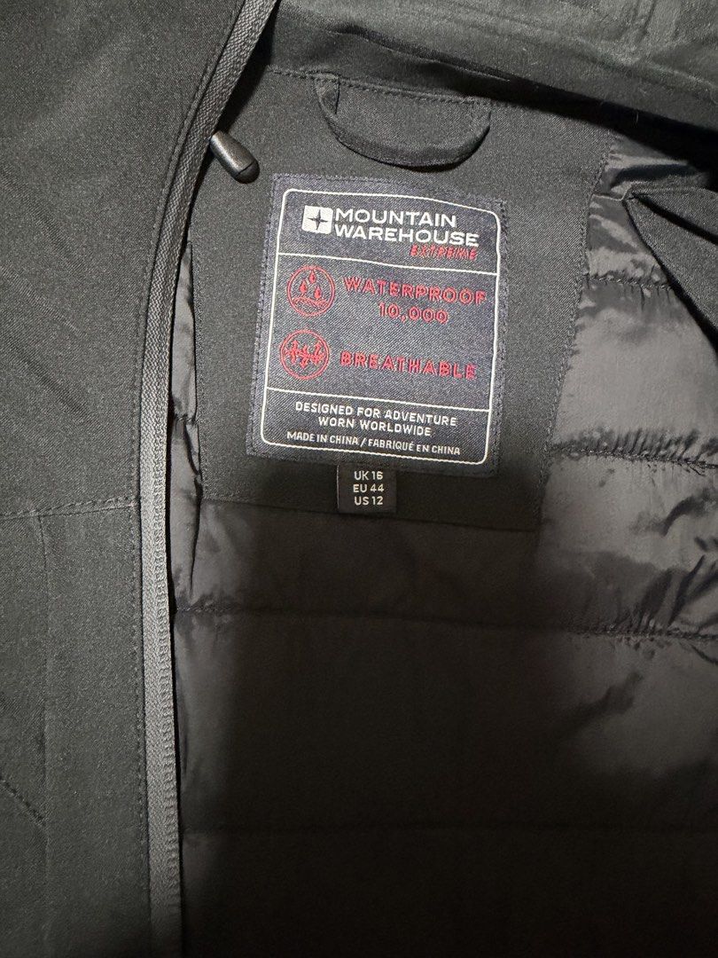 Mountain Warehouse Cortina Womens Extreme Shell Jacket (Category: Coats, Jackets and Outerwear) located in Mandaluyong City. Submitted by applebss (Listing ID 1457611224, Image 3). Description: - Brand new black adventure jacket - Size: UK 16 / EU 44 / US 12 - Waterproof: 10,000mm rating - Breathable material - Perfect for outdoor activities and adventures - Still has original tags attached.
